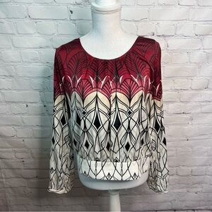 WHBM Geometric Satin Blouse 12